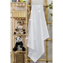 Özgürce Yumuşak Pamuk Pike Bebek Battaniye 90X110 cm Beyaz