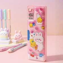 Kalemtraşlı Kalem Kutusu - Çift Kapaklı Kalem Açacağı ve Kalemlik Bunyy Desenli