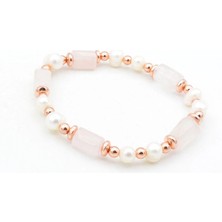 Murty99 Hakiki Doğal Inci ve Pembe Kuvars Taşı Bileklik