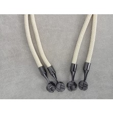 Hobi Durağı 70 cm Örgülü Deri Görünümlü Siyah Metal Kovanlı Çanta Sapı-Çiftli