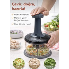 Kaya Group Yakut Basmalı Rondo Manuel Doğrayıcı 3 Bıçaklı 1400 ml Geniş Hazneli Sebze Soğan Sarımsak Parçalayıcı