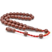 Murty99 Hakkı Usta Imzalı Küre Kesim Bilek Boy Kahverengi Sıkma Kehribar Tesbih