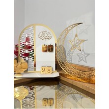 Oblivion Ramazan Dekor Seti 2’li – Ay Yıldız Masaüstü Süs + Ramazan Takvimi (Altın Ayna Pleksi)