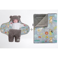 Özgürce 0-4 Ay Bebek Dış Kundak ve Battaniye Seti, Orman Hayvanları Desenli