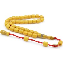 Murty99 Hakkı Usta Imzalı Fıçı Kesim Bilek Boy Sarı Sıkma Kehribar Tesbih