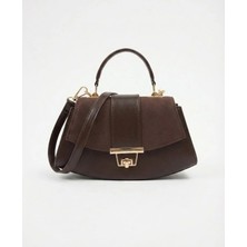 Heybe Shop Premium Geometrik Kesim Süet ve Deri Detaylı Çanta El ve Omuz Çantası