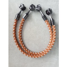 Hobi Durağı 70 cm Örgülü Deri Görünümlü Siyah Metal Kovanlı Çanta Sapı-Çiftli