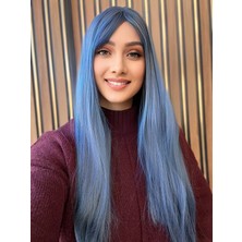 Aura Peruk Şahane Görünümdeki Mavi Renk Tonunda Olan Perçemli Emma Modelimiz