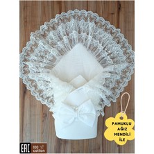 Özgürce %100 Pamuk Doğal Organik Dantelli Bebek Battaniyesi ve Mevlütlük Seti