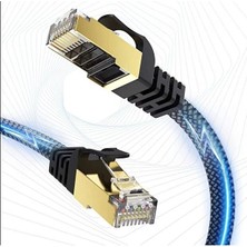 N&M Store 2 Metre Cat 8 Ethernet Kablosu Örgü Kaplamalı Yüksek Hızlı 40GBPS 2000MHZ Lan Kablosu