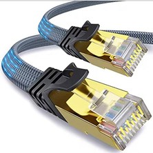 N&M Store 3 Metre Cat 8 Ethernet Kablosu Örgü Kaplamalı Yüksek Hızlı 40GBPS 2000MHZ Lan Kablosu