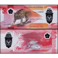 3Alp Koleksiyon Filipinler 50 Piso 2025 Polymer, P#237, Çil, Eski Yabancı Kağıt Para