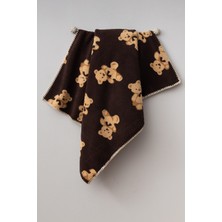 Özgürce Yumuşak ve Sevimli Ayıcık Desenli Peluş Bebek Battaniyesi 90X100 cm