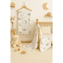 Özgürce Yumuşak Pamuk Müslin Bebek Örtüsü ve Battaniye, 80X100 Cm, Gri Bulutlar