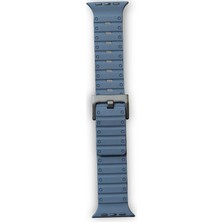 Mey İthalat Mey Ithalat®  Apple Watch 42MM Magnus Mıknatıslı Silikon Kordon - Mavi