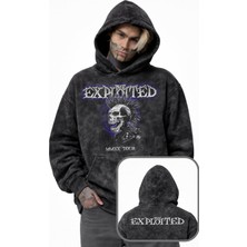 Fuddy Moda Unisex Oversize The Exploited Mmxx Tour Ense Baskılı Kapüşonlu Yıkamalı Rock Band Sweatshirt