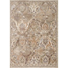 Kalesta Halı Nova 02 Cream Gold Renkli ve Uşak El Dokuma Halı Desenlerine Sahip Oturma Odası, Salon Halısı Halısı