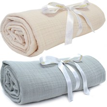 Özgürce 2'li Müslin Bebek Battaniyesi Seti 120X110 cm – Yumuşak ve Nefes Alır