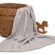 Özgürce Yumuşak ve Hafif Müslin Battaniye, 100X110 Cm, Şık Gri Renk