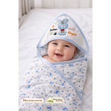 Özgürce Yenidoğan Kapüşonlu Kundak Battaniyesi, Pamuklu, Yumuşak Dokulu, Mavi