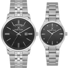 Daniel Klein 8682308439139 Gümüş Siyah Limited Edition Classic Çelik Kordonlu Sevgili Çift Kol Saatleri