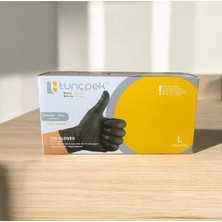 Tunçpek Nitril Pudrasız Kuaför ve Muayene Eldiveni- Siyah - 100 Adet -L