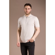 Zeki Özer Erkek Bej Triko T-Shirt