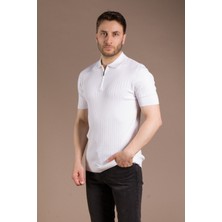 Zeki Özer Erkek Beyaz Triko T-Shirt