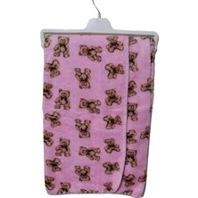 Özgürce Sevimli Ayıcık Desenli Yumuşak Pelüş Polar Bebek Battaniyesi