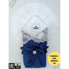 Özgürce Kadife Kız Bebek Battaniyesi Dantelli Kundak, Doğal Pamuk, Yenidoğan Hediyesi