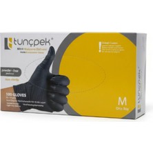 Tunçpek Nitril Pudrasız Kuaför ve Muayene Eldiveni Medium Siyah 100 Adet-M