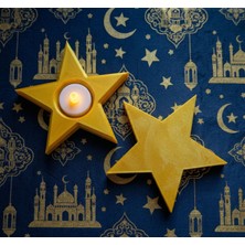 Lubiko Studio 2'li Yıldız Mumluk Seti - 24K Gold Dekoratif Pla Tealight Mumluk - Ramazan & Hediyelik Konsept