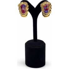 Pangu Altın Renk Lak Kaplama Mermer Görünümlü Akrilik Küpe