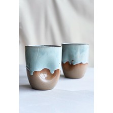 Nora Atelier Ceramic Turkuaz Serisi, Amorf Kulpsuz Latte Mug