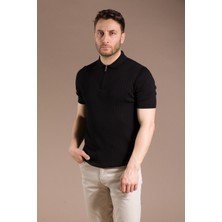Zeki Özer Erkek Siyah Triko T-Shirt