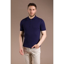 Zeki Özer Erkek Lacivert Triko T-Shirt