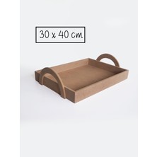 Yegane Concept Ham Mdf, Boyanabilir Kulplu Kemer Dikdörtgen Tepsi, 30X40 cm