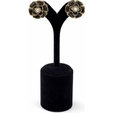 Pangu Katmanlı Çiçek Form Inci Detaylı Mineli Çelik Küpe