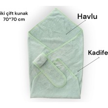 Özgürce Yeşil Çift Yüzlü Bebek Panyo Havlu ve Kemer Seti
