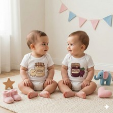 Novera Baby Organik %100 Pamuklu Ikizlere Özel Bebek Zıbın Tahin Pekmez