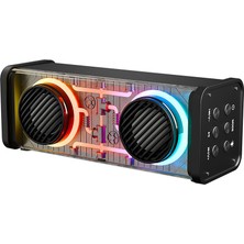 Go İthalat Siyah Kablosuz Hoparlör - Speaker Taşınabilir Mp3 Işıklı USB Şarjlı Bt - Aux - Tes 10 mt Menzil 1200MAH Pil - 10W (5250)