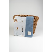 Özgürce Rahat ve Şık 90X90 Indigo Waffle Pike ve Müslin Çok Amaçlı Örtü