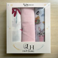 Özgürce 3’lü Müslin Örtü Seti, 75X85 Cm, %100 Pamuk, Yenidoğan Için, Kutulu