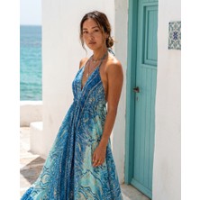 Fibula Zarif Otantik ve Bohem Bağlamalı Standart Beden Ithal Ipek Maxi Elbise 36-44 Bedenler Arası Olur