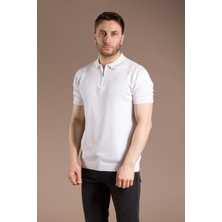 Zeki Özer Erkek Beyaz Basic Triko T-Shirt
