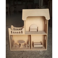 Yegane Concept Ham Mdf, Boyanabilir Oyuncak, Bebek Çocuk Oyun Evi (5 Adet Mobilyalı)