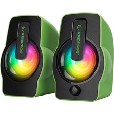 Senson Yeşil - Rgb Işıklı 1+1 Hoparlör Speakaer Set USB Kablo 2.0 Multimedya - 6W (5224)