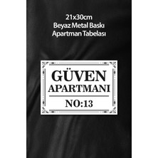 Metal Apartman Isimliği 21X30 cm  Yapışkanlı Gerçek Metal Tabela – Kişiye Özel Apartman Yazısı