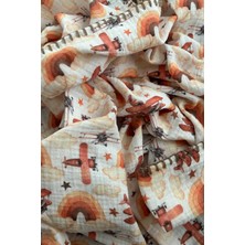 Özgürce Çift Kat Müslin Örtü, Gökyüzü Desenli, Çok Amaçlı, 12'li Paket