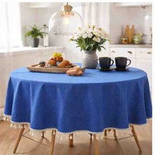 Ayzen Home Püskül Detaylı Su Itme Özelliğine Sahip Duck Kumastan Yuvarlak Masa Örtüsü 6 Farklı Ölçüde. (Özel Ölçü Alınır)